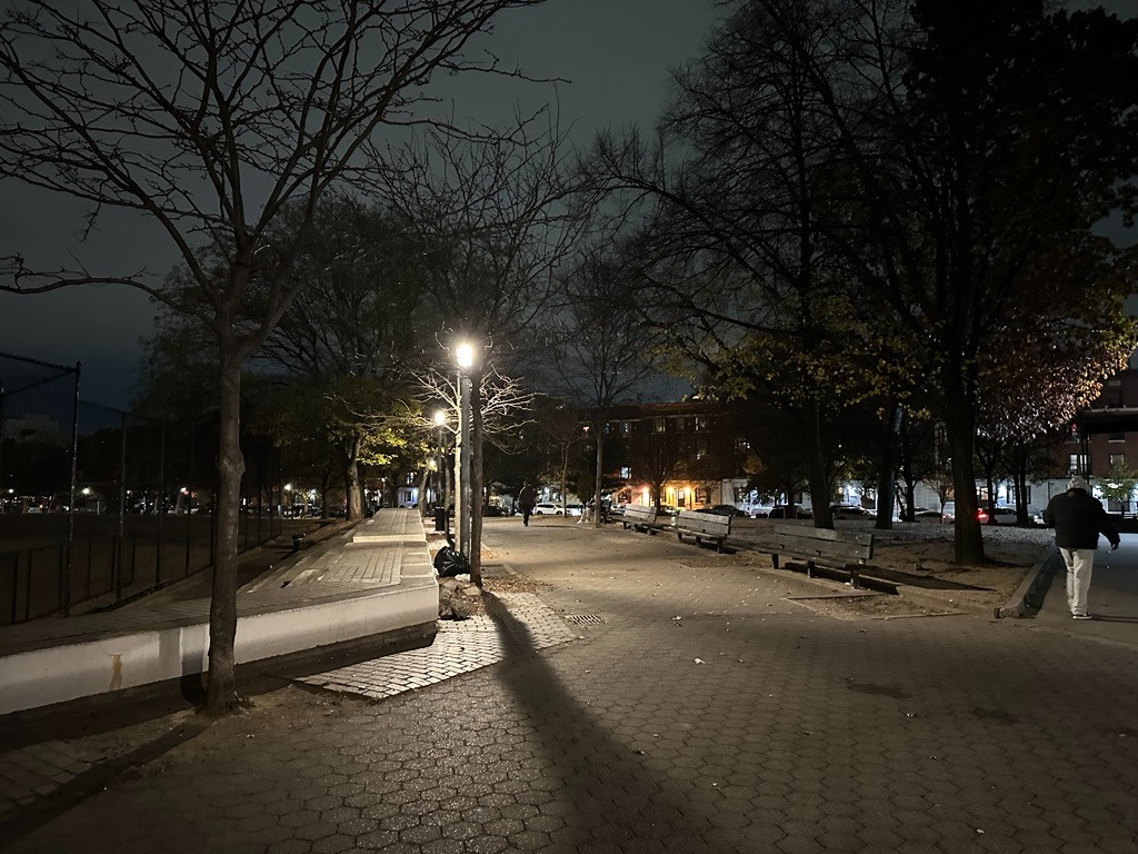 Bill Rainey Park in Longwood, Bronx at night