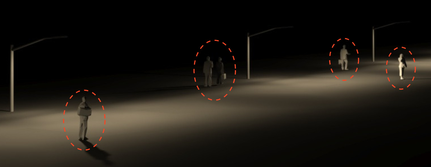 Annotated view: more moderate fixtures show people clearly visible throughout